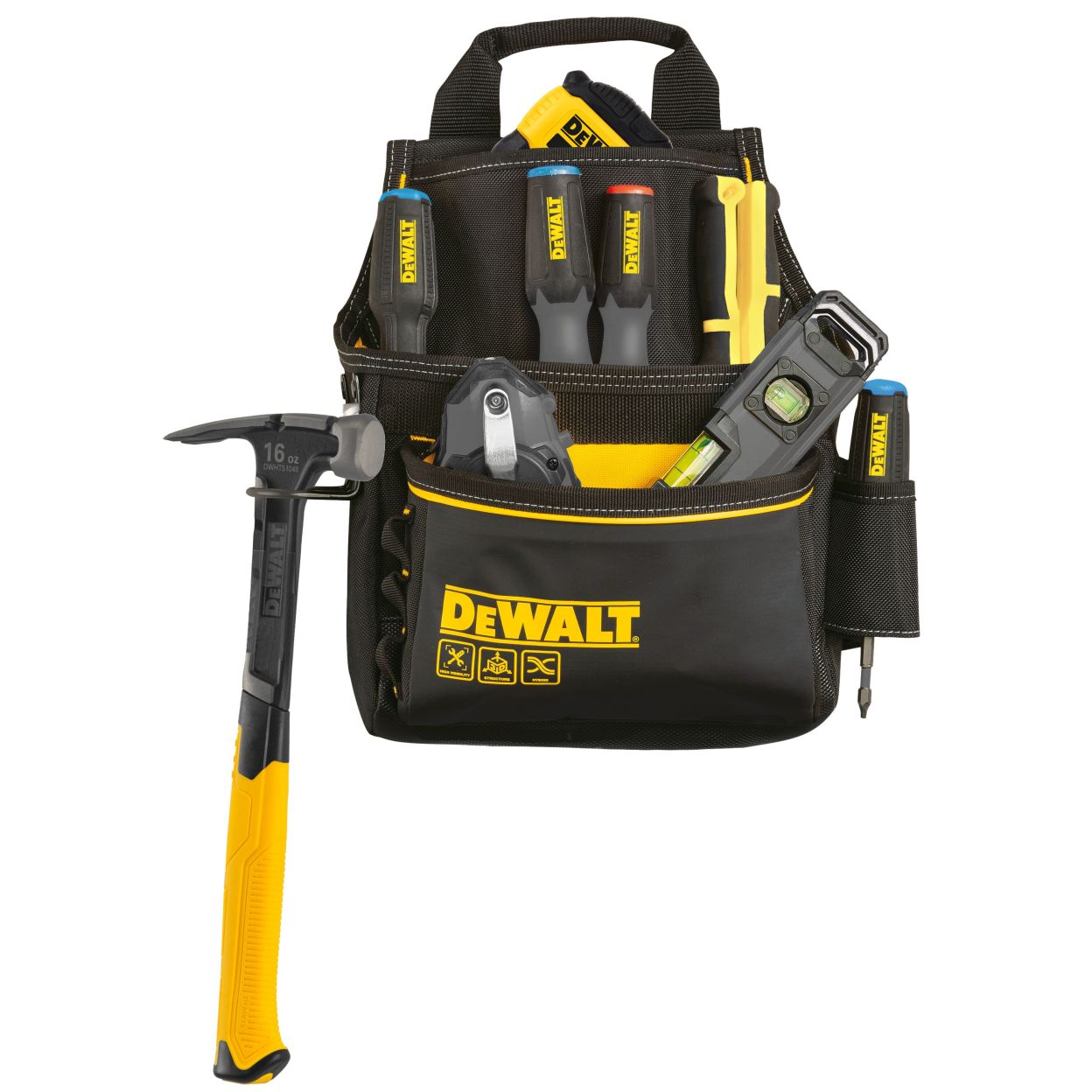 Профессиональная сумка DEWALT для инструмента с поясом и скобой для молотка, DWST40101
