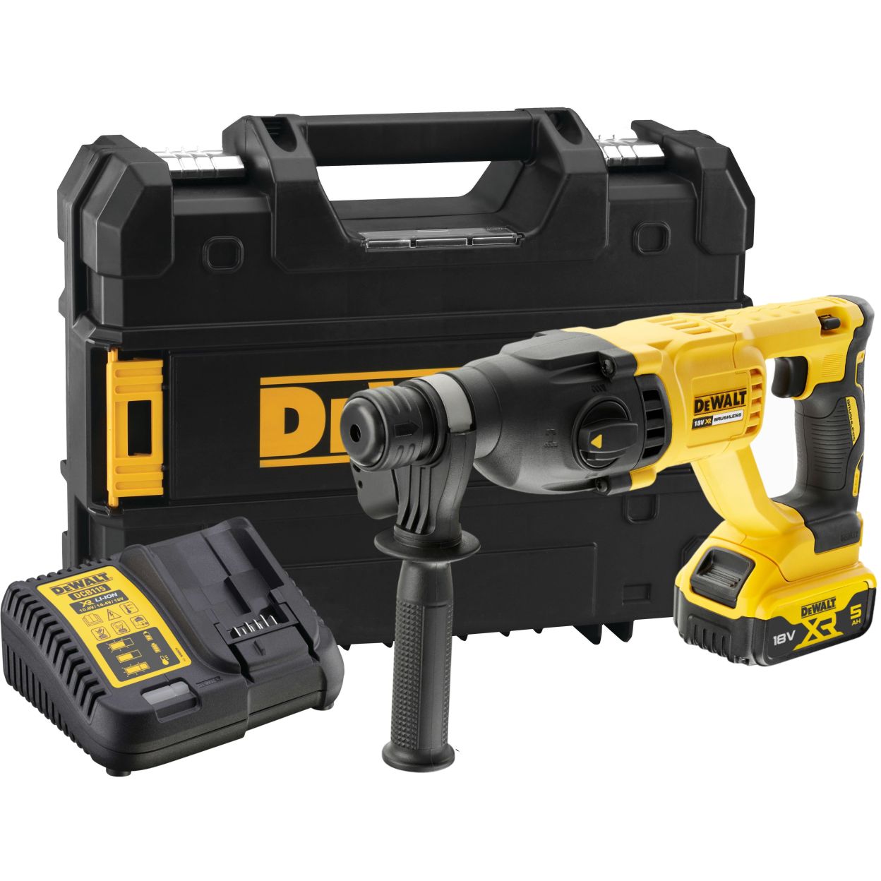 Аккумуляторный перфоратор DEWALT DCH133P1, 18 В, 2.6 Дж, 5500 уд/мин, с АКБ 5 Ач и ЗУ, в кейсе TSTAK (DCH133P1-QW)