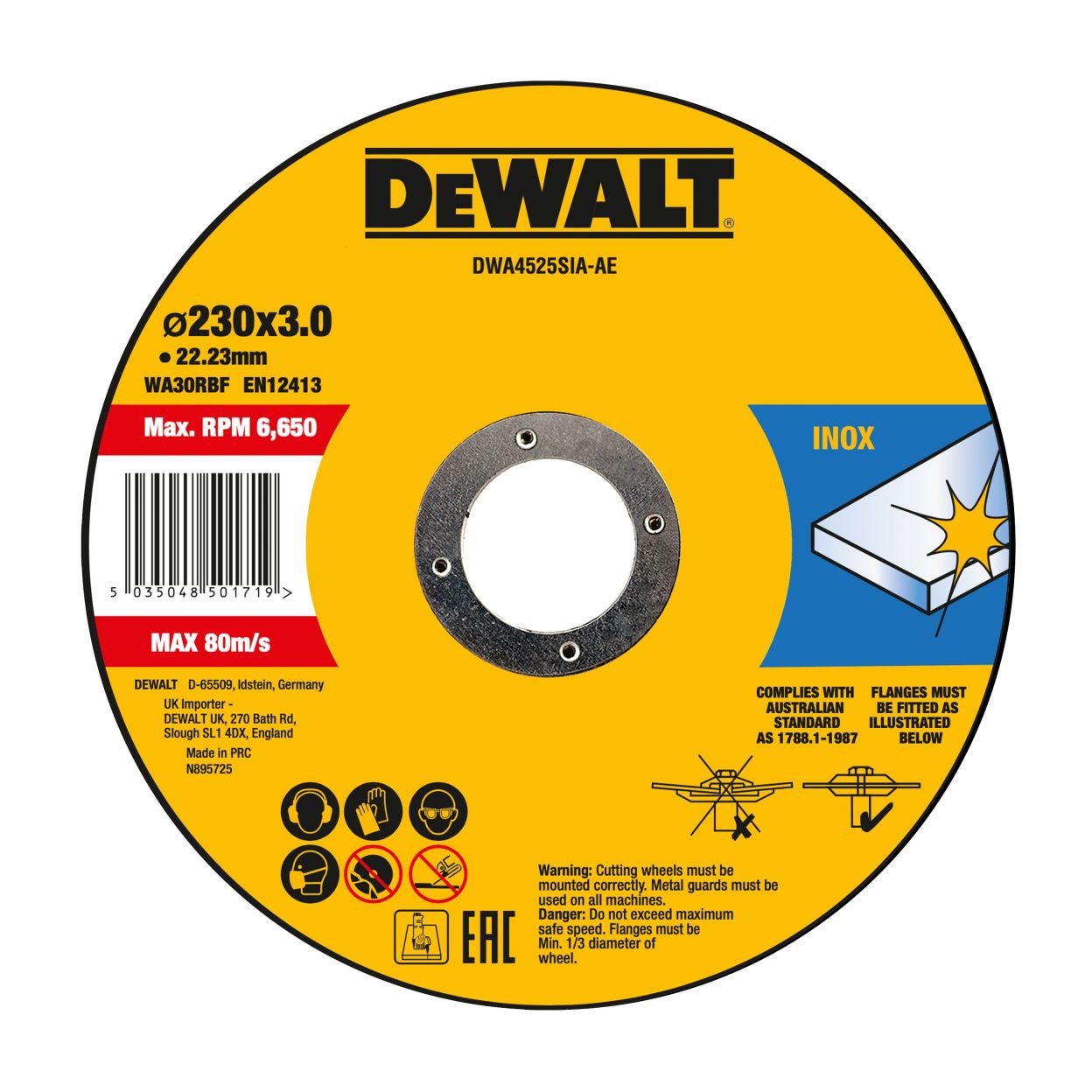 Диск отрезной DEWALT DWA4525SIA, по металлу, 230х22.23х3 мм (DWA4525SIA-AE)