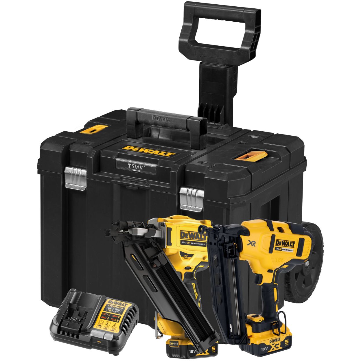 Аккумуляторный набор DEWALT DCK246P2T, 18 В: гвоздезабивные пистолеты DCN930 + DCN660, с 2 АКБ 5 Ач и ЗУ, в кейсе TSTAK
