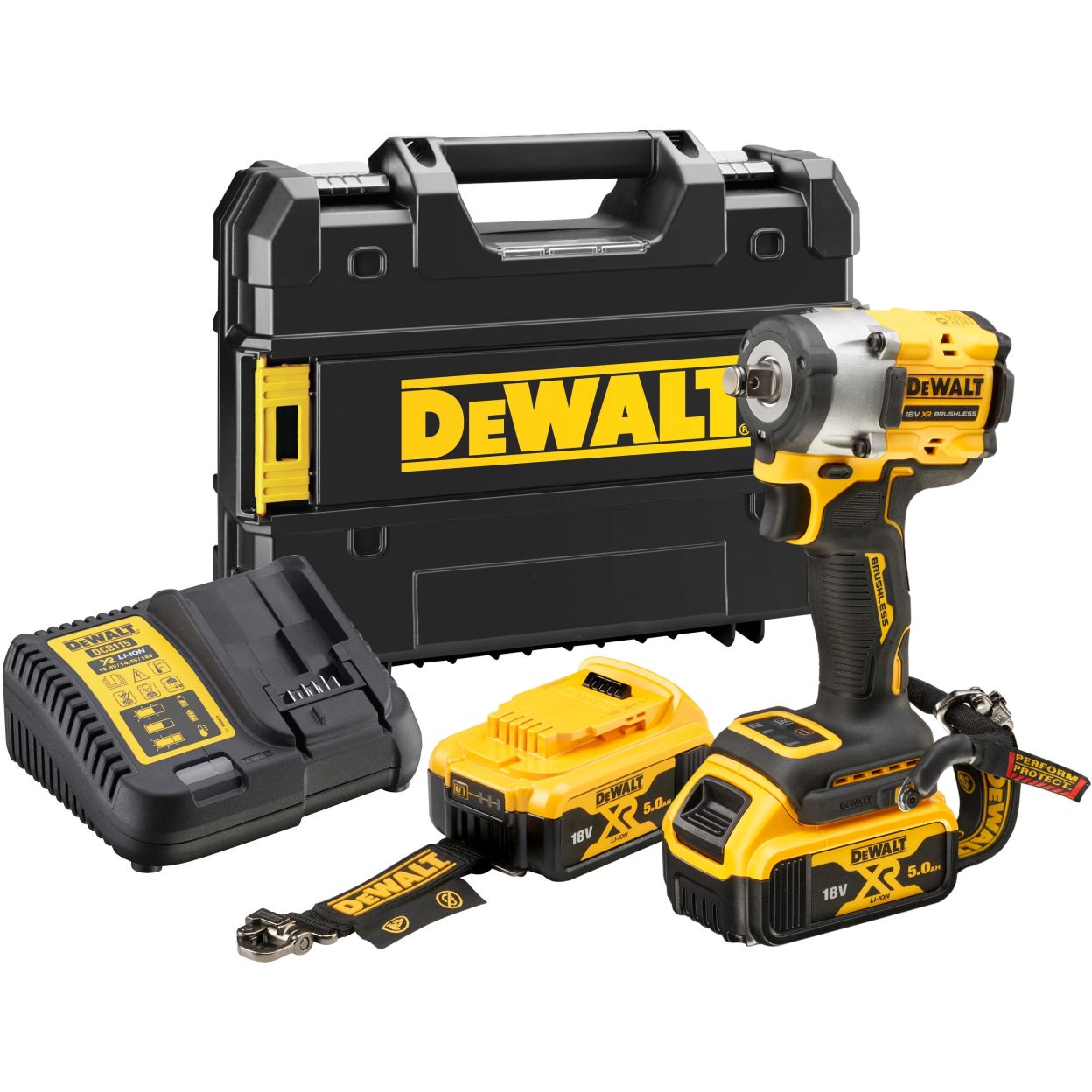 Аккумуляторный гайковерт DEWALT DCF921P2LRT, 18 В, 610 Нм, 3550 уд/мин, с 2 АКБ 5 Ач и ЗУ, в кейсе TSTAK (DCF921P2LRT-QW)