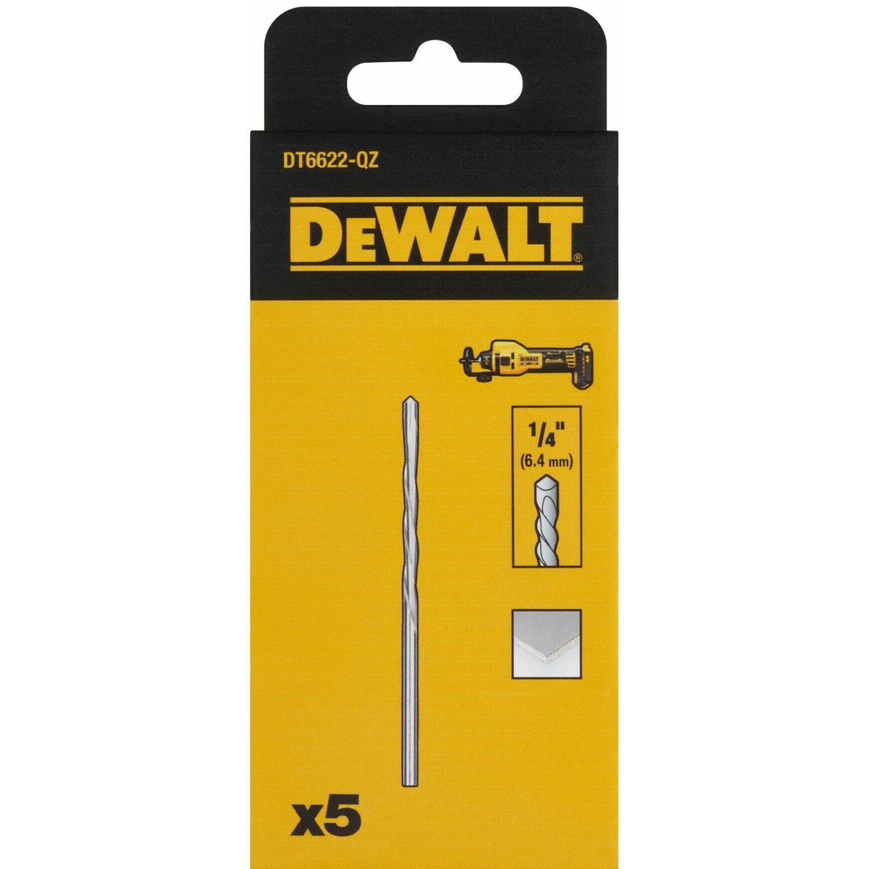 Набор фрез DEWALT, 6.4 мм, 5 шт., DT6622-QZ