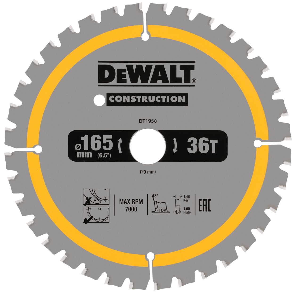 Пильный диск по дереву DEWALT DT90270, 165х20х1 мм, 2 шт. (DT90270-QZ)