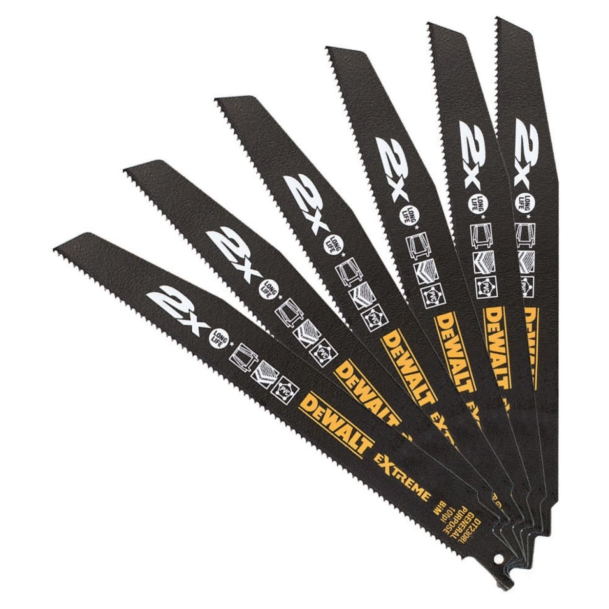 Полотно универсальное для сабельных пил биметаллическое DEWALT DT2308L, BiM, 228 x 2.5 мм, S1120СF, 5 шт.