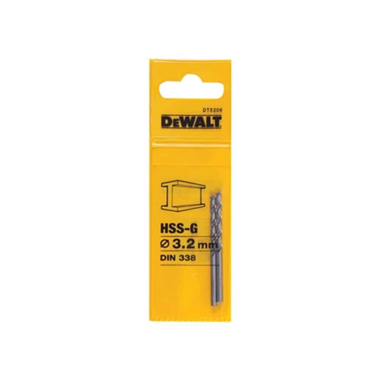 Сверло DEWALT DT5206, по металлу HSS-G, 3.2 x 65 x 36 мм, 2 шт.