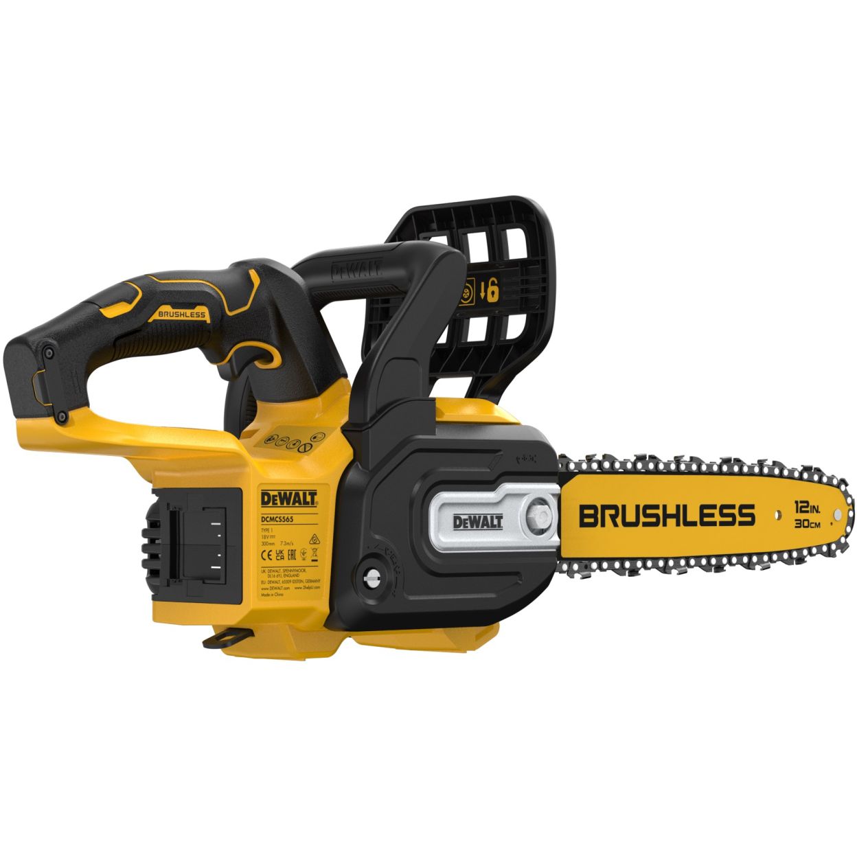 Аккумуляторная цепная пила DEWALT DCMCS565P1, 18 В, 30 см, 7.3 м/с, с АКБ 5 Ач и ЗУ (DCMCS565P1-QW)