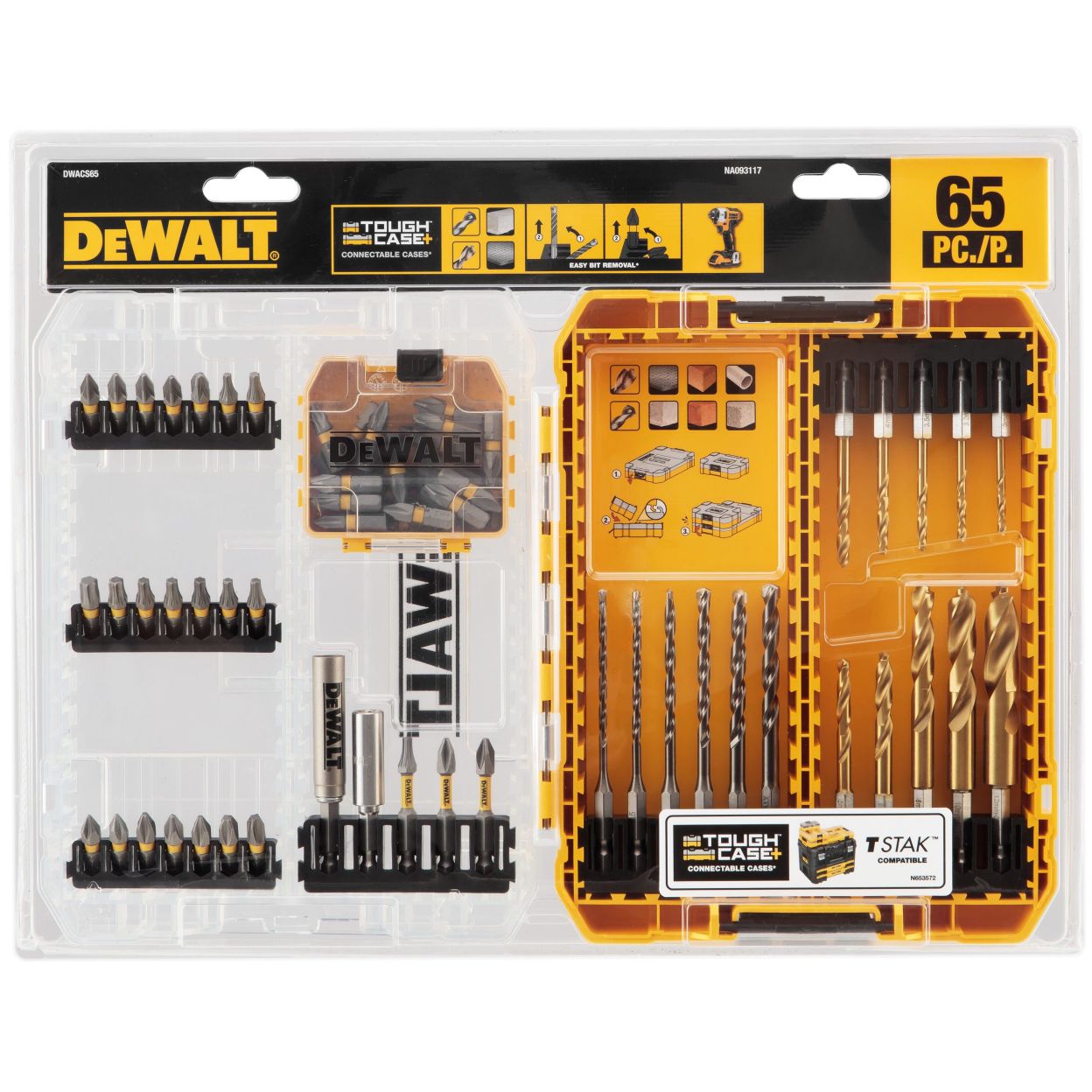 Набор бит и сверл DEWALT DWACS65, 65 шт., в кейсе