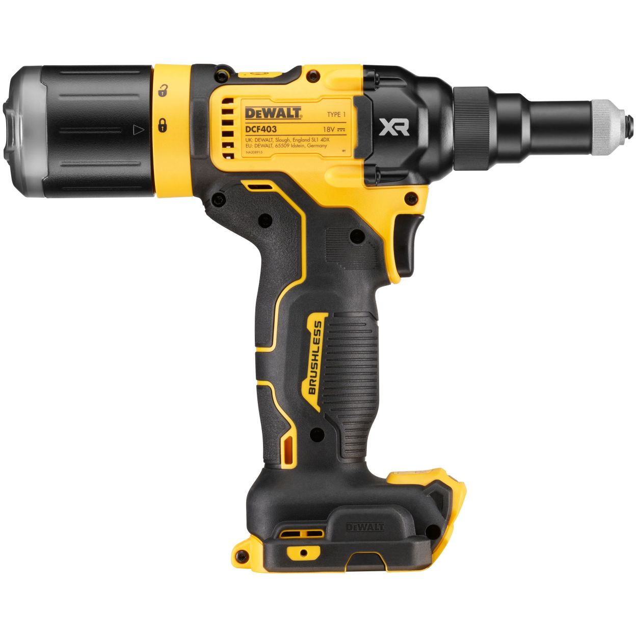 Аккумуляторный заклепочный пистолет DEWALT DCF403E1GT, 18 В, с АКБ 1.7 Ач и ЗУ, в кейсе TSTAK (DCF403E1GT-QW)