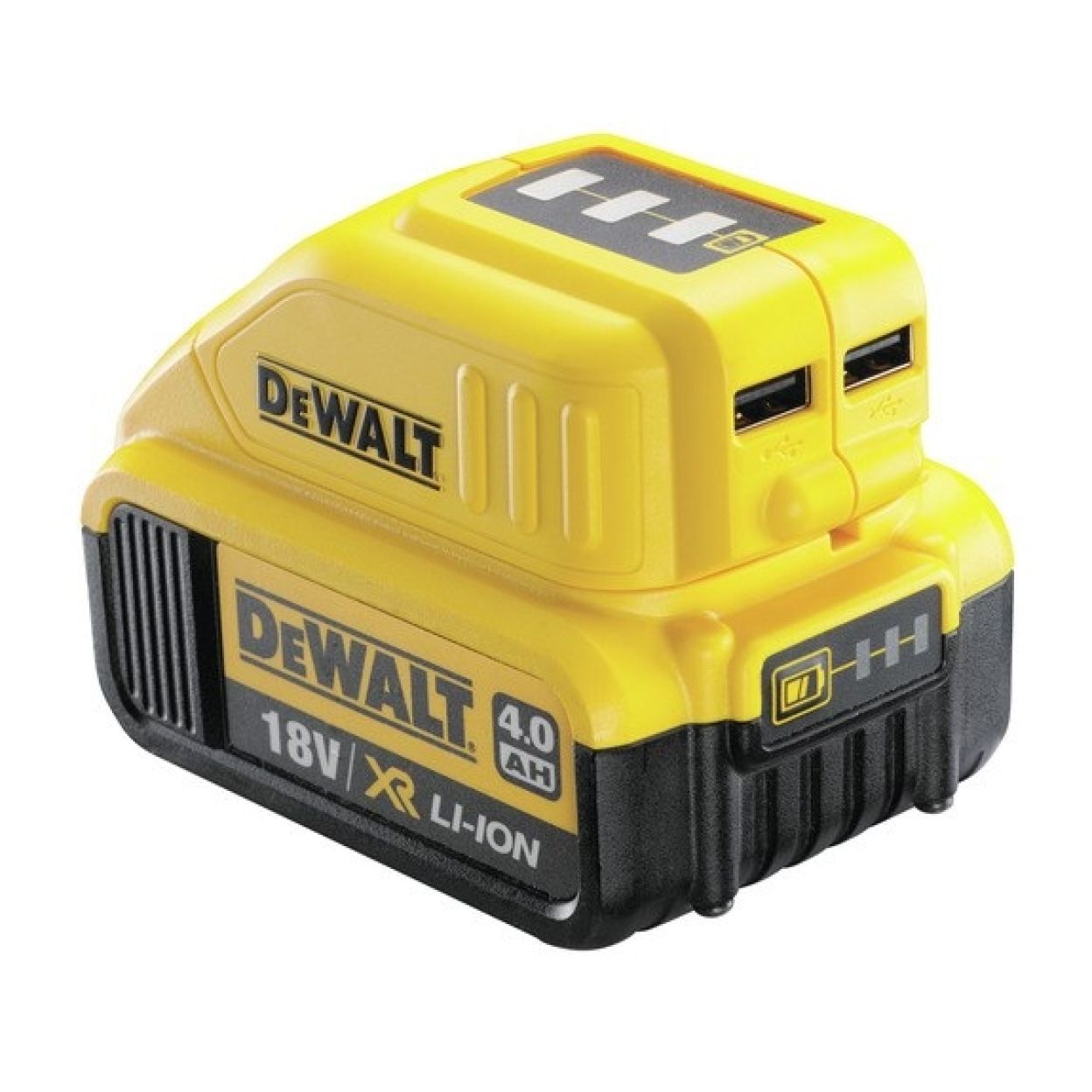 Зарядное устройство для мобильных устройств DEWALT, с 2 портами USB, 10.8-18 В, 1.5 А, DCB090