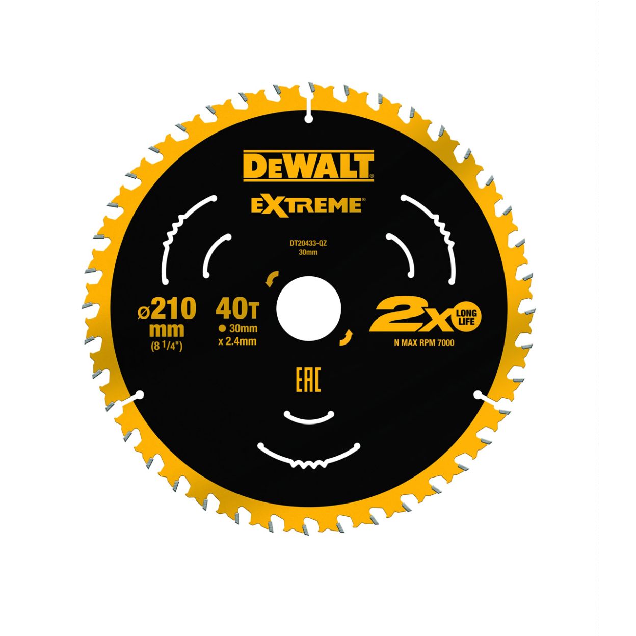 Диск пильный по дереву DEWALT EXTREME 210х30х2.4 мм (DT20433-QZ)