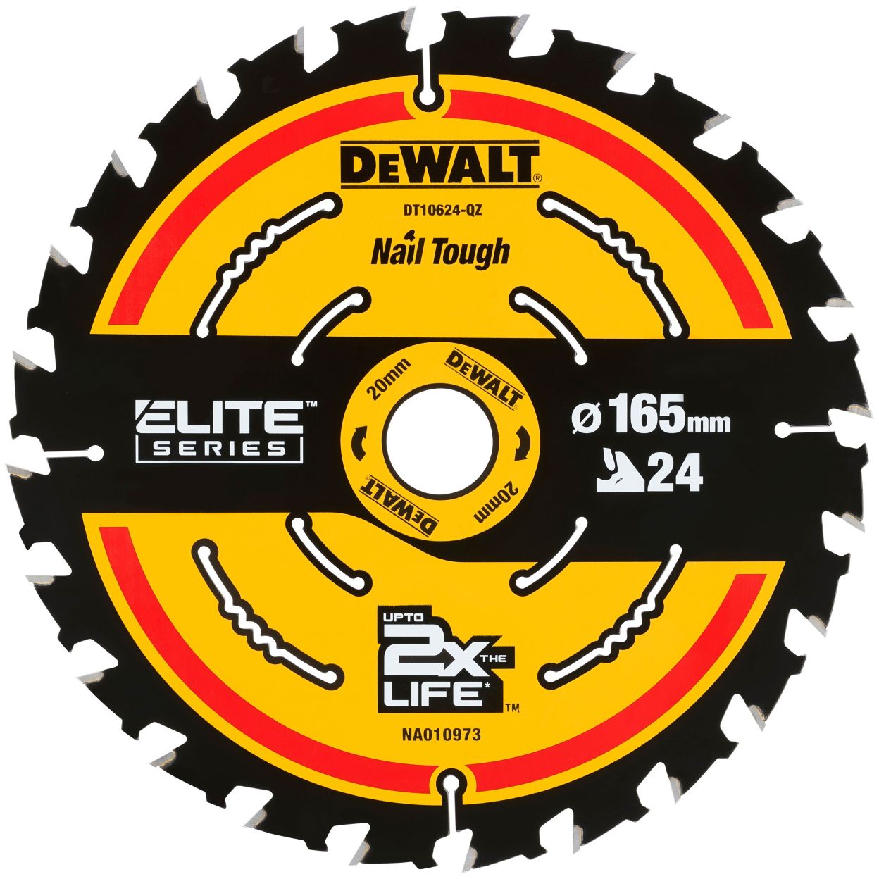 Пильный диск по дереву DEWALT DT10400, 165х20х1.65 мм, 10 шт. (DT10400-QZ)