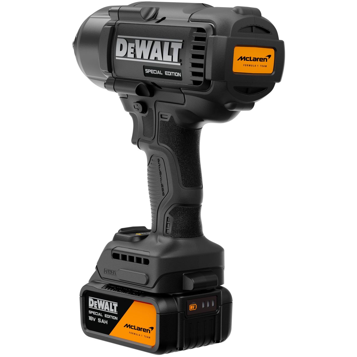 Аккумуляторный гайковерт DEWALT McLaren Limited Edition DCF99MP2T, 18 В, 1898 Нм, 2200 уд/мин, с 2 АКБ 5 Ач и ЗУ, в кейсе TSTAK