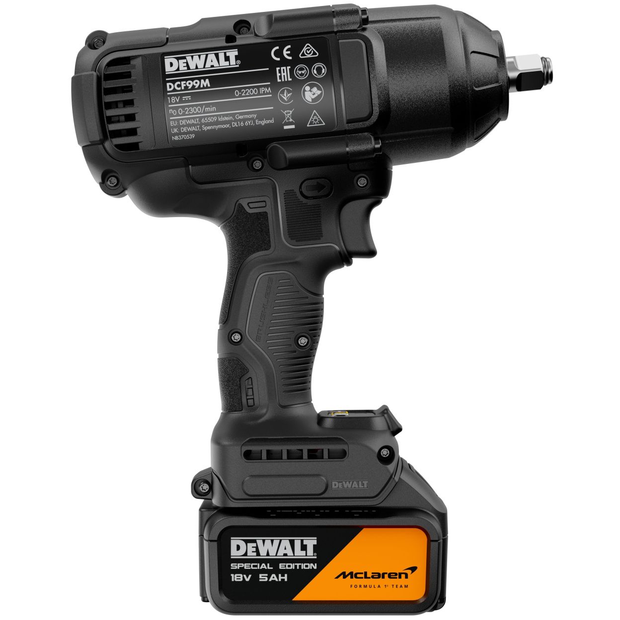 Аккумуляторный гайковерт DEWALT McLaren Limited Edition DCF99MP2T, 18 В, 1898 Нм, 2200 уд/мин, с 2 АКБ 5 Ач и ЗУ, в кейсе TSTAK
