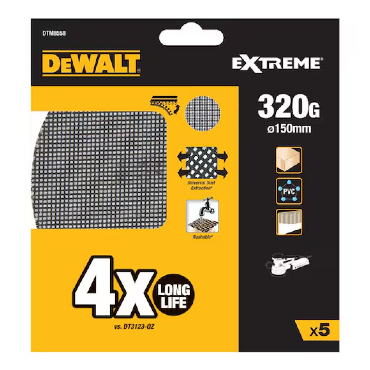 Сетчатый шлифовальный круг DEWALT DTM8558, 150 мм, 320G, 5 шт. (DTM8558-QZ)