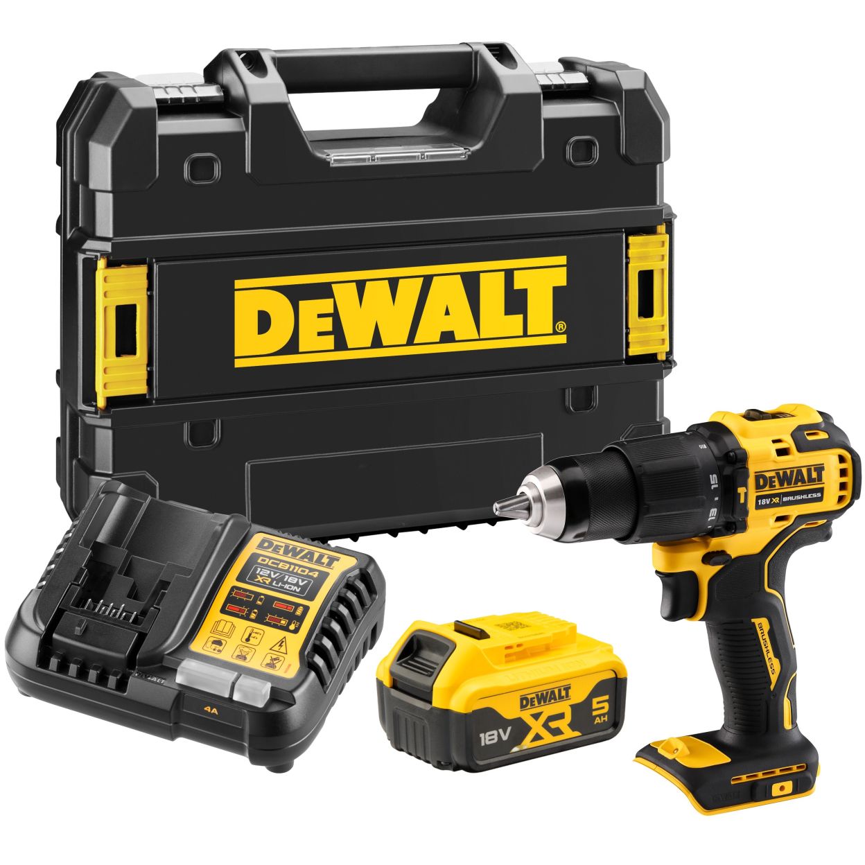 Ударная дрель-шуруповерт DEWALT DCD709P1T, 18 В, 1650 об/мин, 28050 уд/мин, с АКБ 5 Ач и ЗУ, в кейсе TSTAK (DCD709P1NT-XJ)