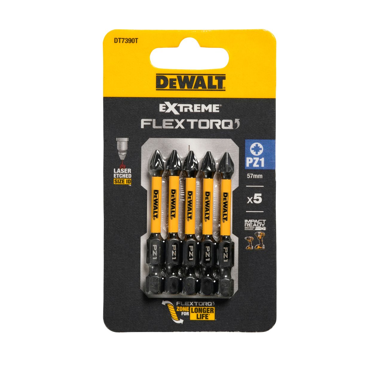Бита DEWALT PZ1, 50 мм, HEX, 5 шт. (DT7390T-QZ)