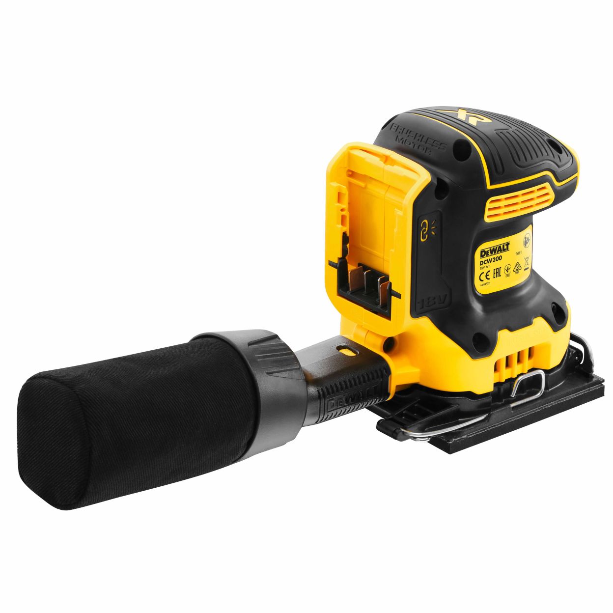 Аккумуляторная плоскошлифовальная машина DEWALT DCW200N, 18 В, 13500 кол/мин, без АКБ и ЗУ (DCW200N-XJ)