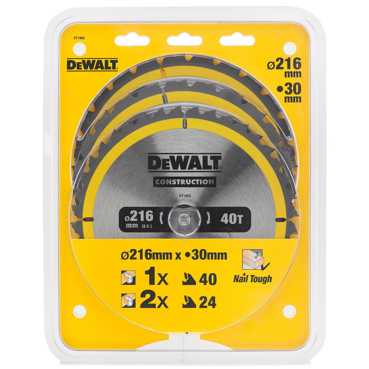 Пильный диск по дереву DEWALT DT1962, 216х30х1.7 мм, 3 шт. (DT1962-QZ)