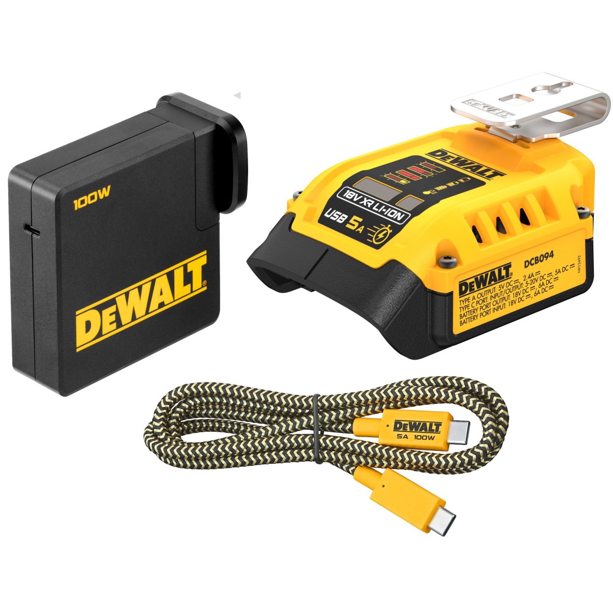 USB-адаптер для аккумуляторов DEWALT DCB094K, 18/54 В, 2.4 и 5 А (DCB094K-QW)