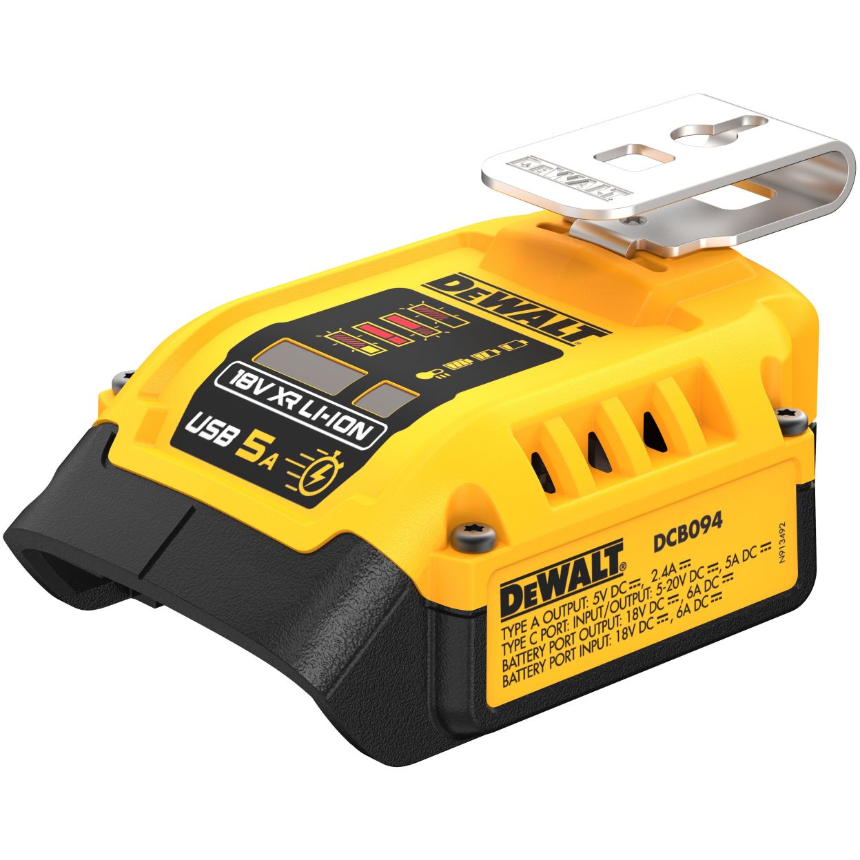 USB-адаптер для аккумуляторов DEWALT DCB094K, 18/54 В, 2.4 и 5 А (DCB094K-QW)