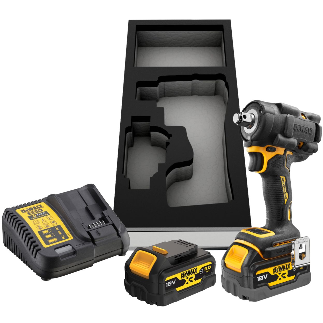Аккумуляторный гайковерт DEWALT DCF921P2G, 18 В, 610 Нм, 3550 уд/мин, с 2 АКБ 5 Ач и ЗУ, в чехле (DCF921P2G-QW)