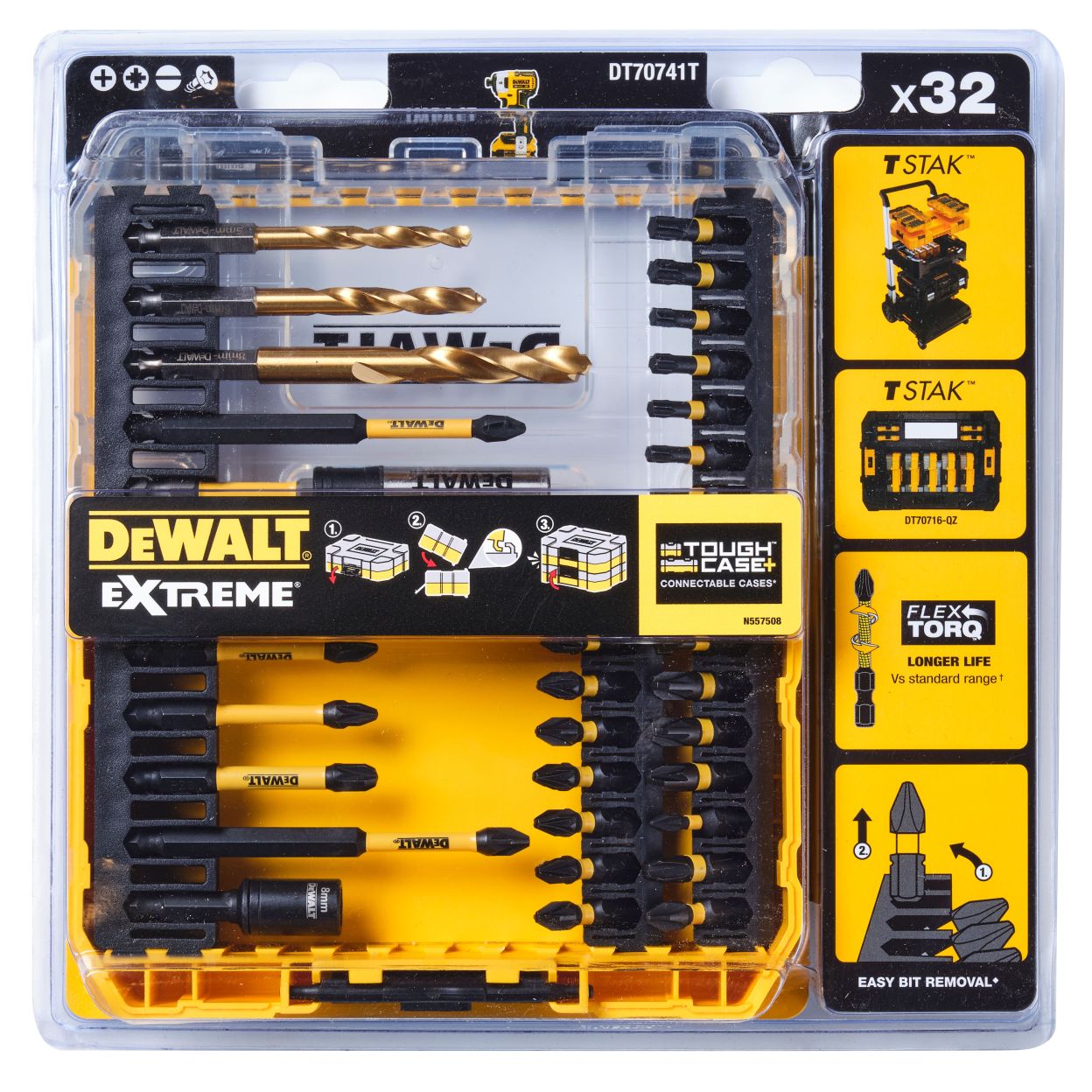 Набор бит, насадок и сверл в кейсе DEWALT DT70741T, FLEXTORQ 31 предмет
