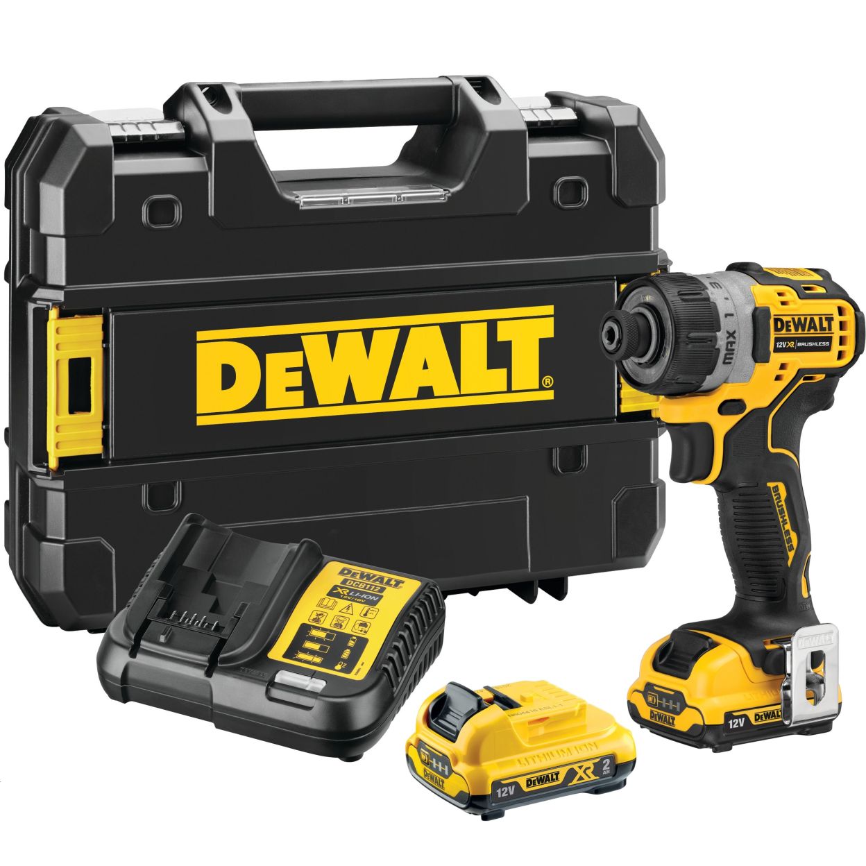 Аккумуляторный шуруповерт DEWALT DCF601D2, 12 В, 8 Нм, с 2 АКБ 2 Ач и ЗУ, в кейсе TSTAK (DCF601D2-QW)