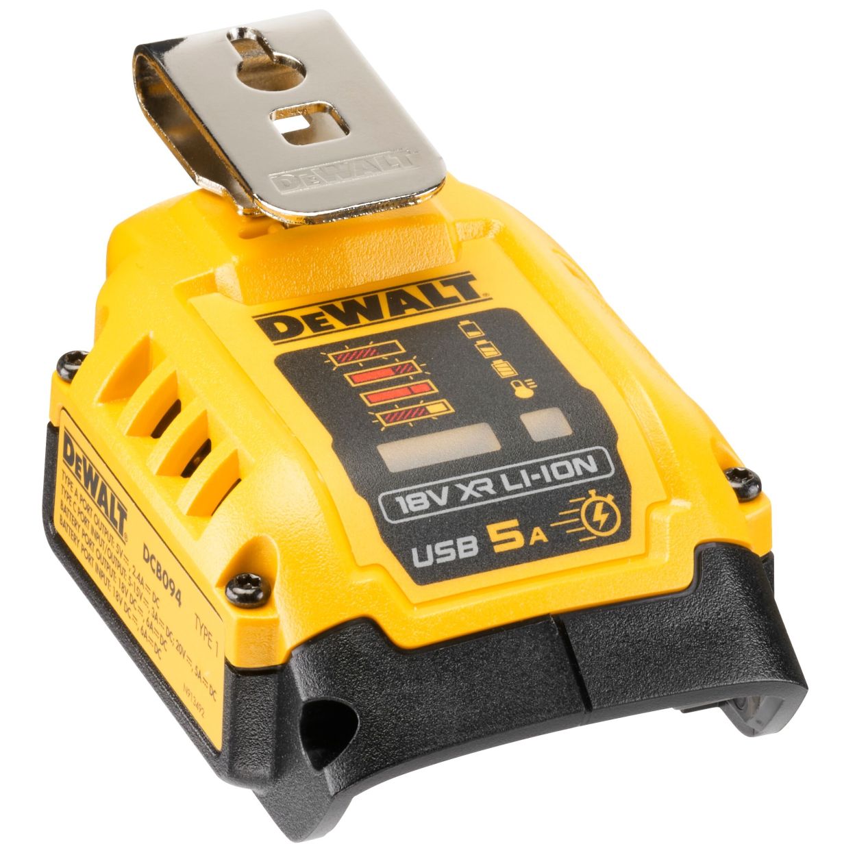 USB-адаптер для аккумуляторов DEWALT DCB094K, 18/54 В, 2.4 и 5 А (DCB094K-QW)