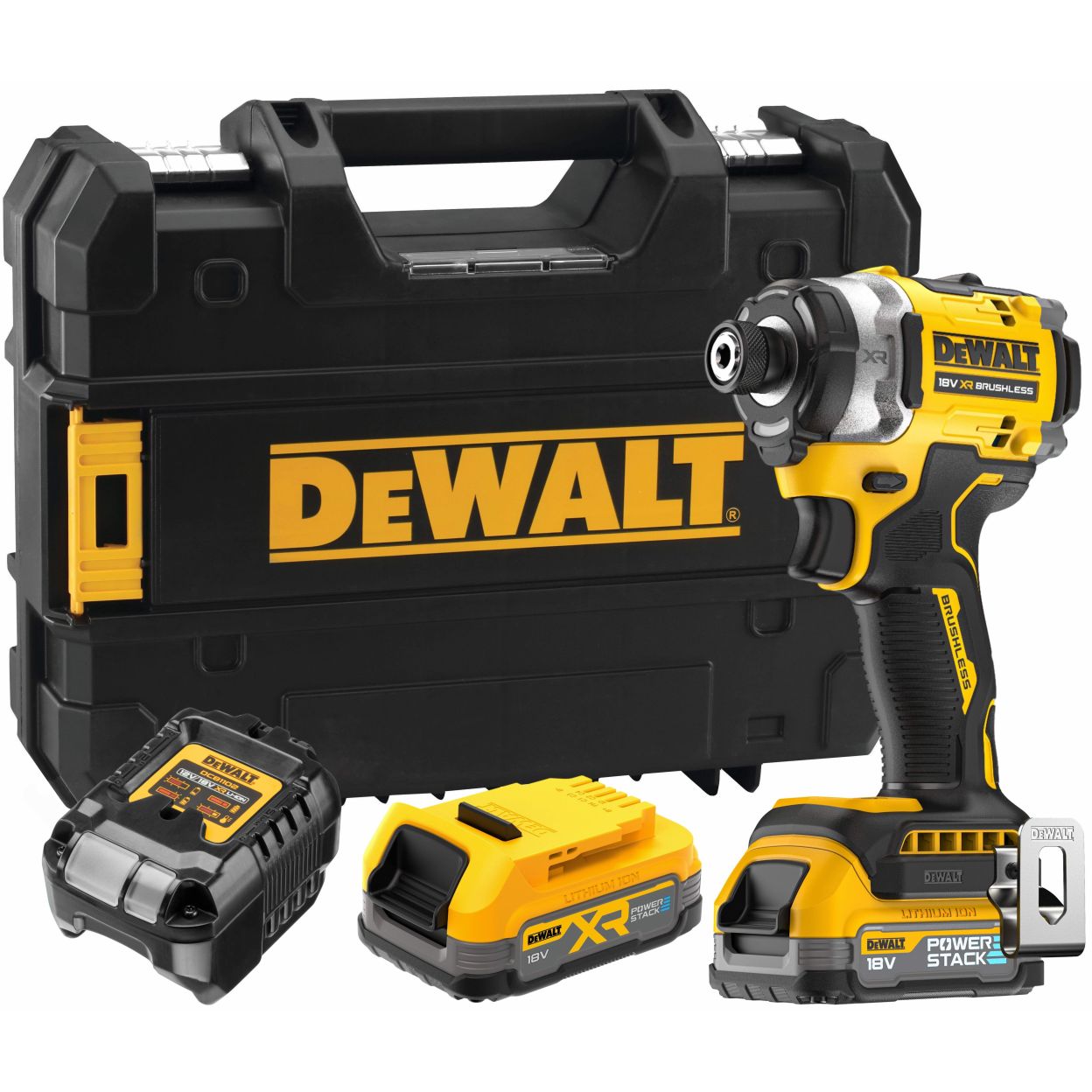 Аккумуляторный шуруповерт DEWALT DCF860E2T, 18 В, 282 Нм, 4500 уд/мин, с 2 АКБ 1.7 Ач и ЗУ, в кейсе TSTAK (DCF860E2T-QW)