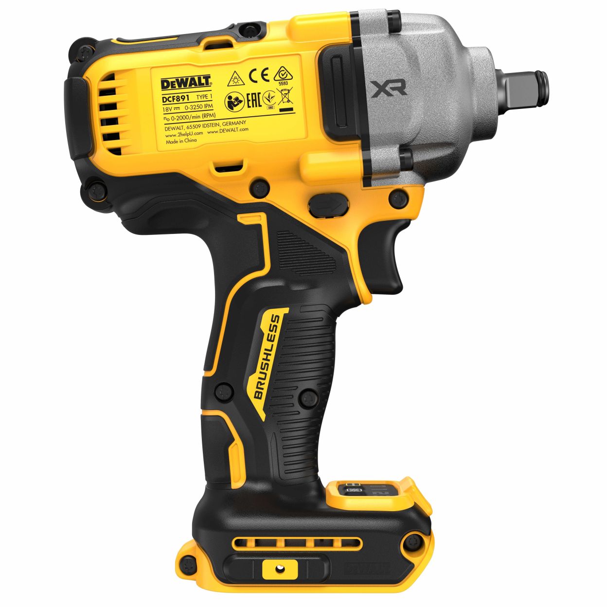 Аккумуляторный гайковерт DEWALT DCF891NT, 18 В, 1084 Нм, 3250 уд/мин, без АКБ и ЗУ, в кейсе TSTAK