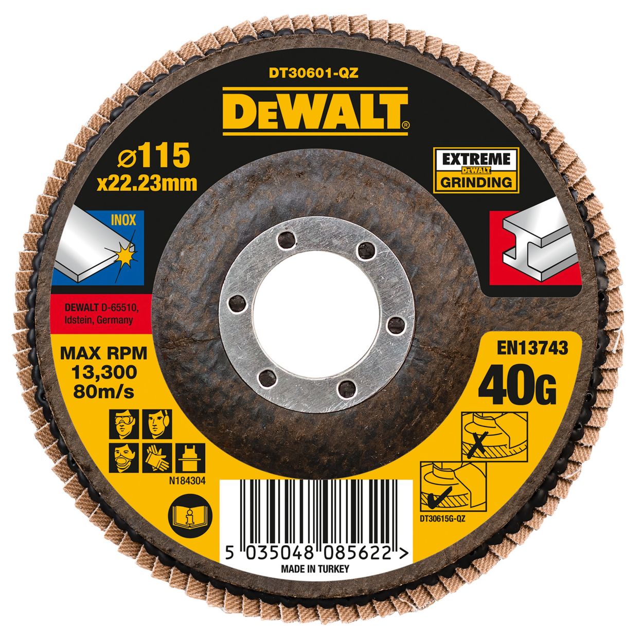 Лепестковый круг DEWALT DT30601, по металлу, 115х22.23 мм (DT30601-QZ)