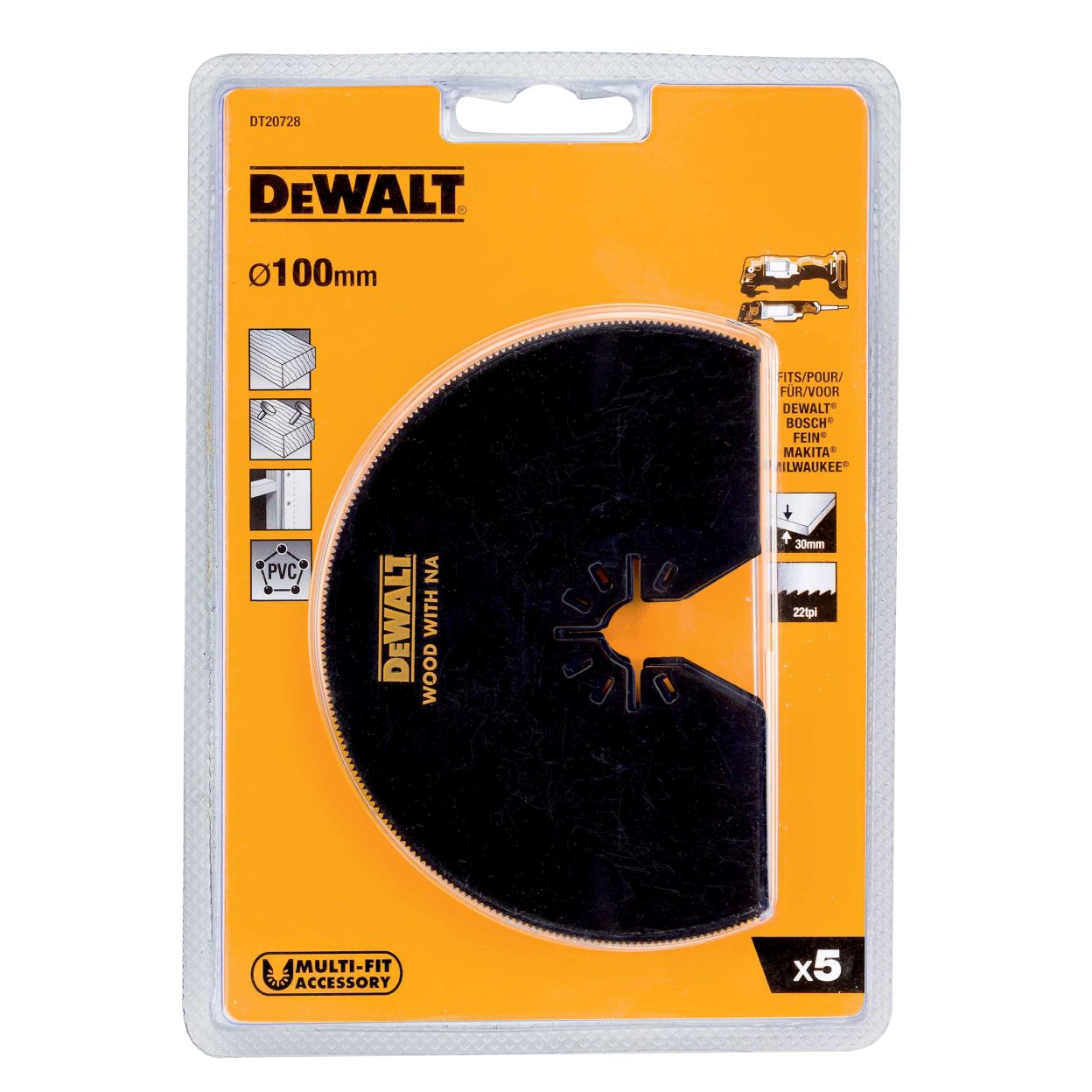 Сегментный пильный диск DEWALT DT20728, биметаллический 10 мм, 5 шт. для DT20708