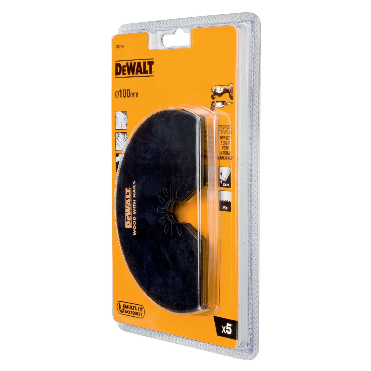 Сегментный пильный диск DEWALT DT20728, биметаллический 10 мм, 5 шт. для DT20708