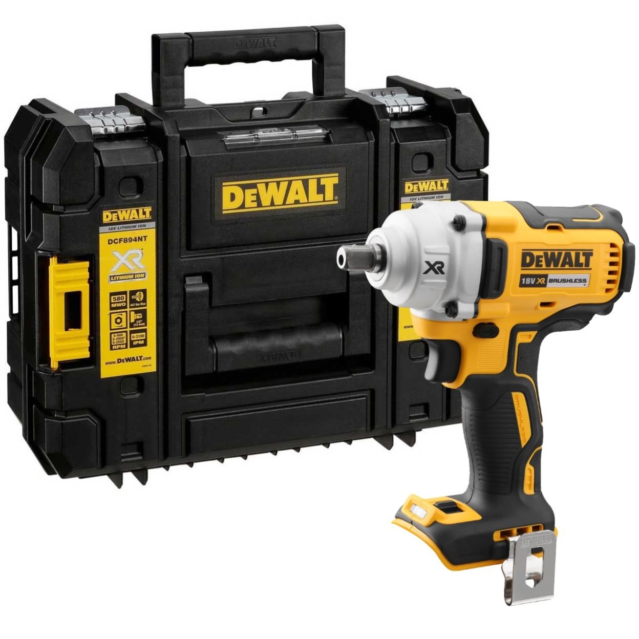 Аккумуляторный гайковерт DEWALT DCF894NT, 18 В, 447 Нм, 3100 уд/мин, без АКБ и ЗУ, в кейсе TSTAK (DCF894NT-XJ)