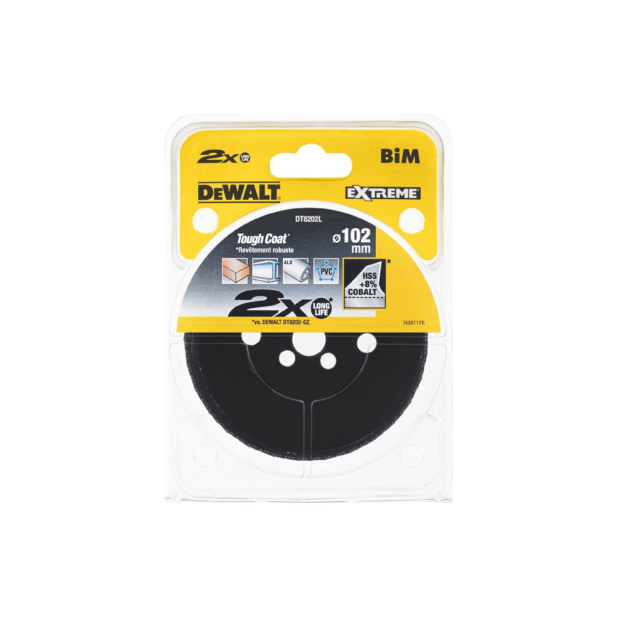 Коронка биметаллическая DEWALT DT8202L, COBALT 8%, M42 102 x 46 мм