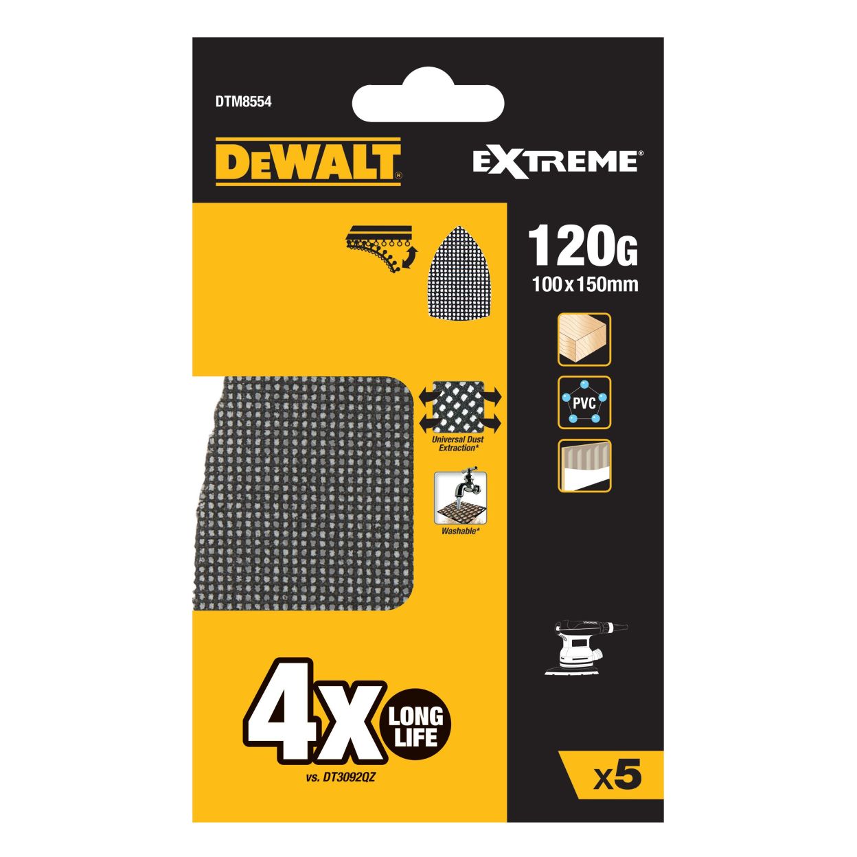 Сетчатые шлифлисты дельта DEWALT DTM8554, 100x150 мм, 120G, 5 шт. (DTM8554-QZ)