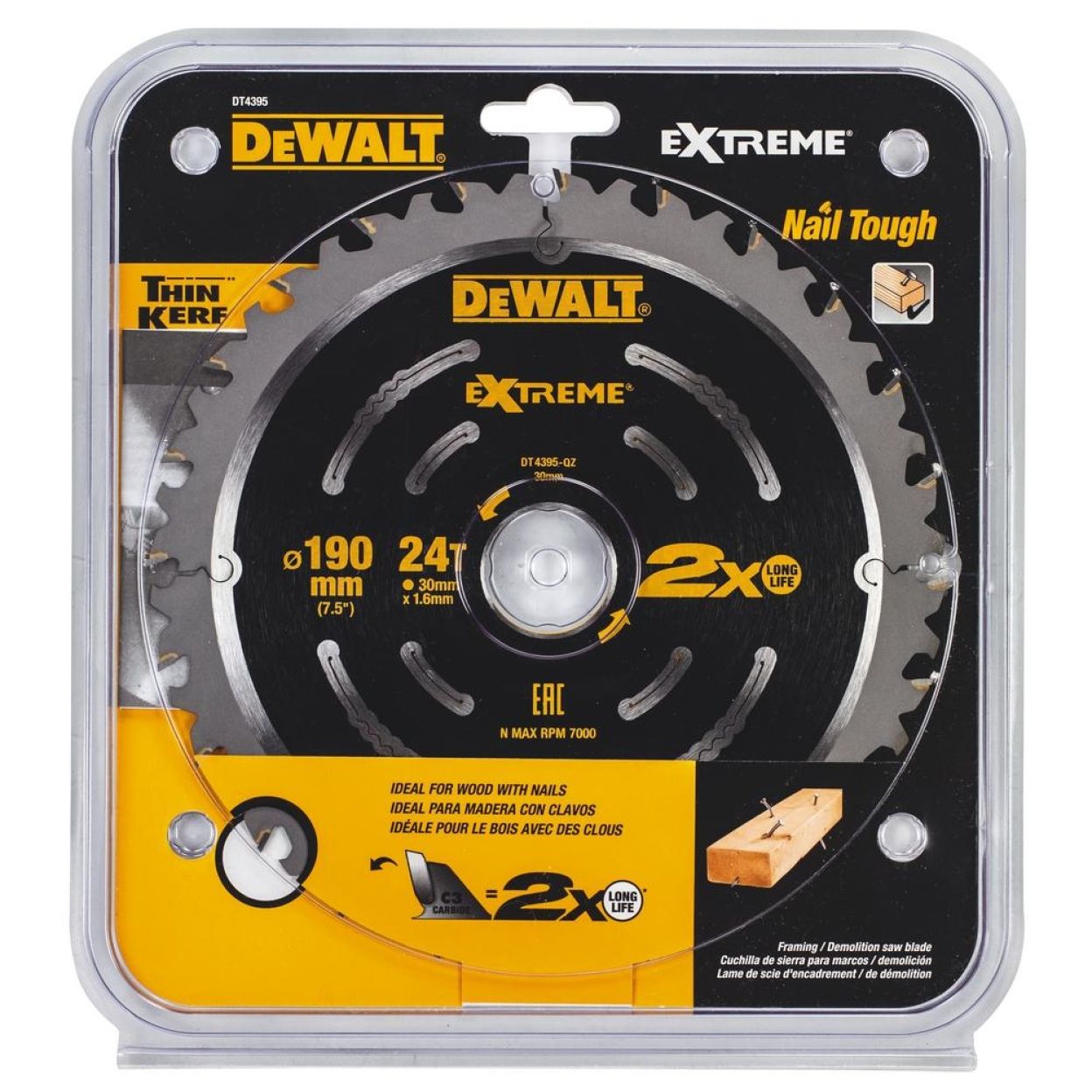 Пильный диск DEWALT EXTREME DT4395, 190/30 мм.