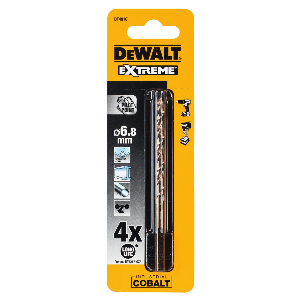 Сверло DEWALT DT4910, по металлу COBALT 5%, 6.8 x 109 x 66 мм
