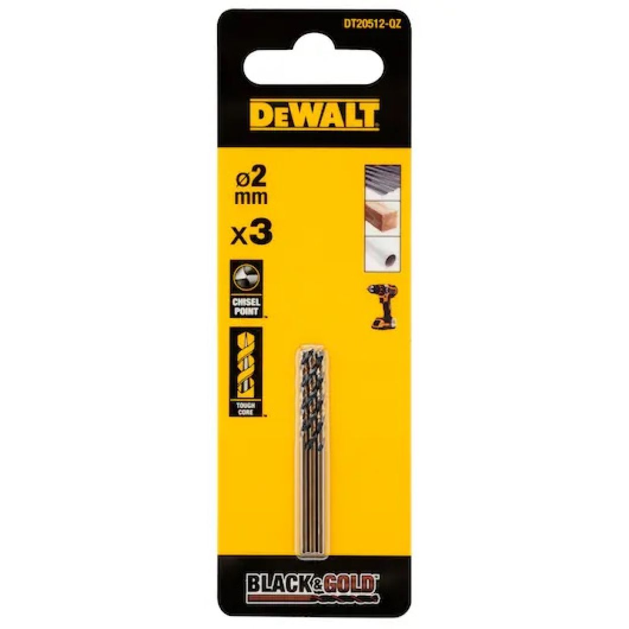 Набор сверл по металлу DEWALT DT20512, 2 мм, 3 шт. (DT20512-QZ)