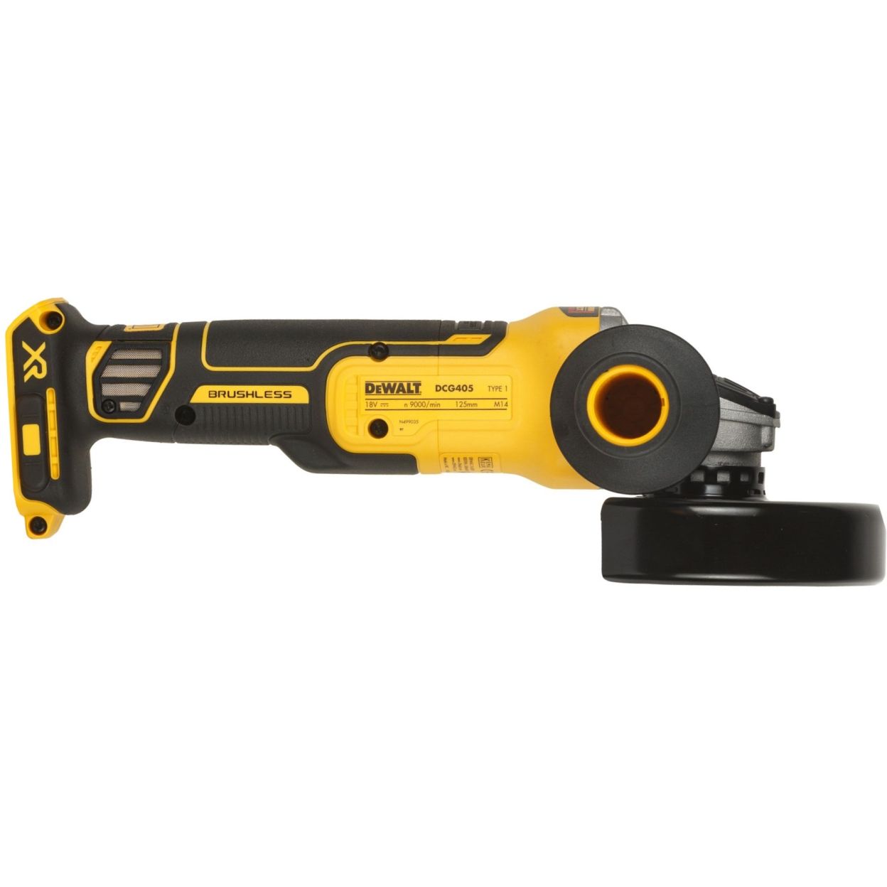 Аккумуляторная угловая шлифмашина DEWALT DCG405S2T, 18 В, 125 мм, 9000 об/мин, с 2 АКБ 3.5 Ач и ЗУ, в кейсе TSTAK (DCG405S2T-QW)