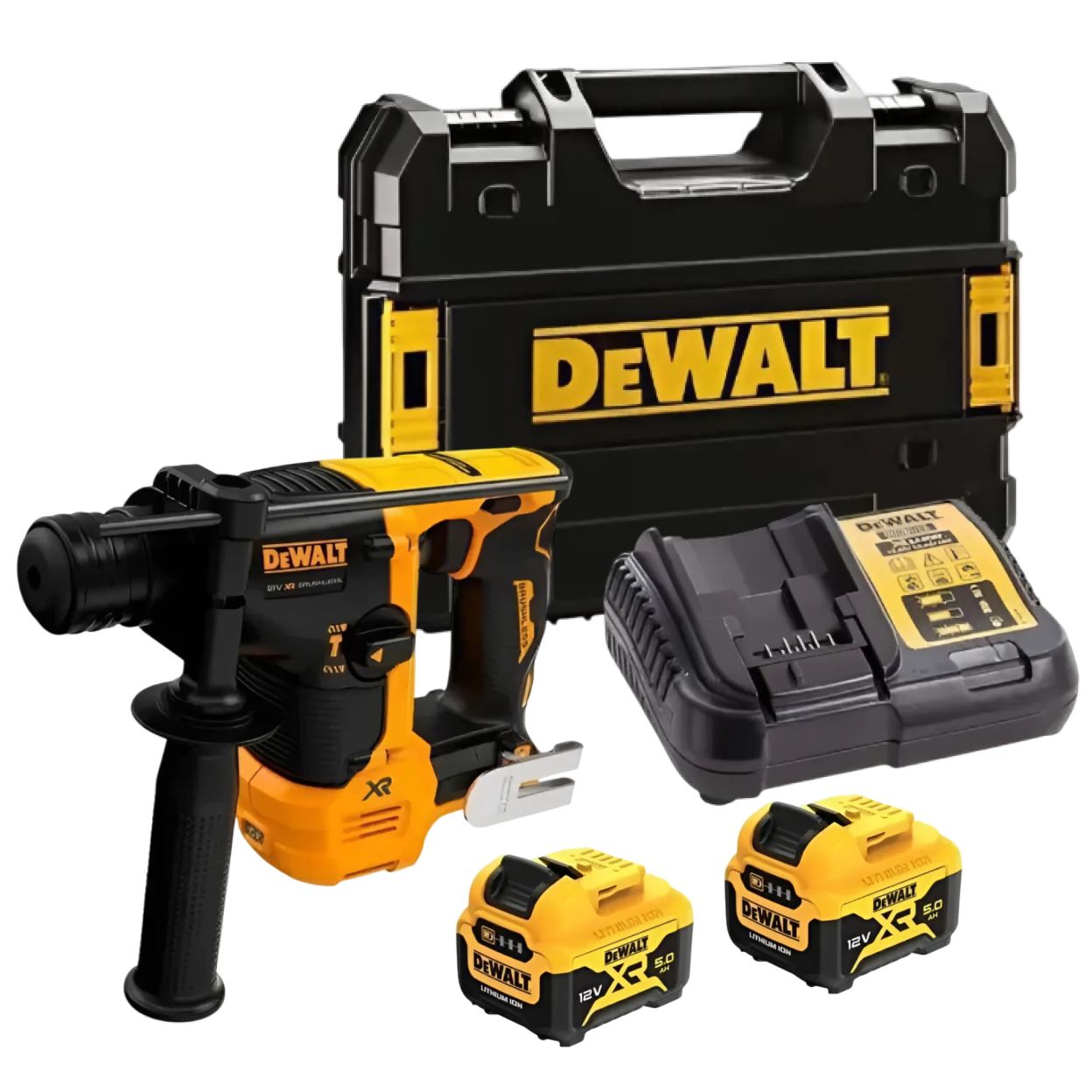 Аккумуляторный перфоратор DEWALT DCH072, 12 В, 1.2 Дж, 4280 уд/мин, с 2 АКБ 5 Ач и ЗУ, в кейсе TSTAK (DCH072P2-QW)
