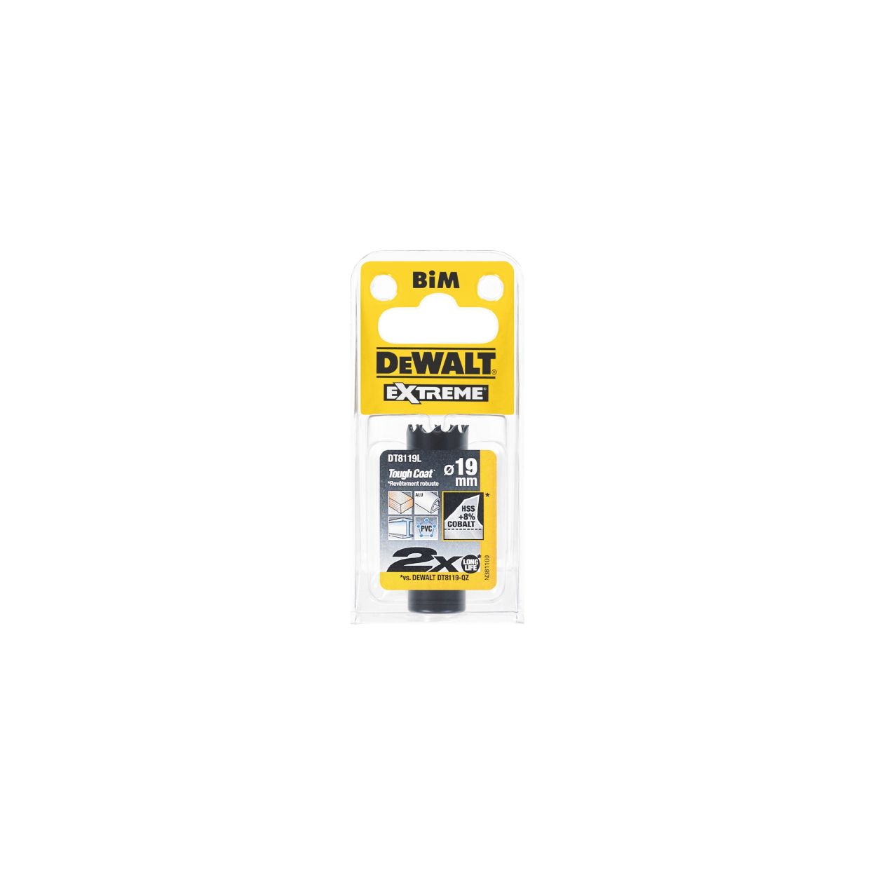 Коронка биметаллическая DEWALT DT8119L, COBALT 8%, M42 19 x 37 мм