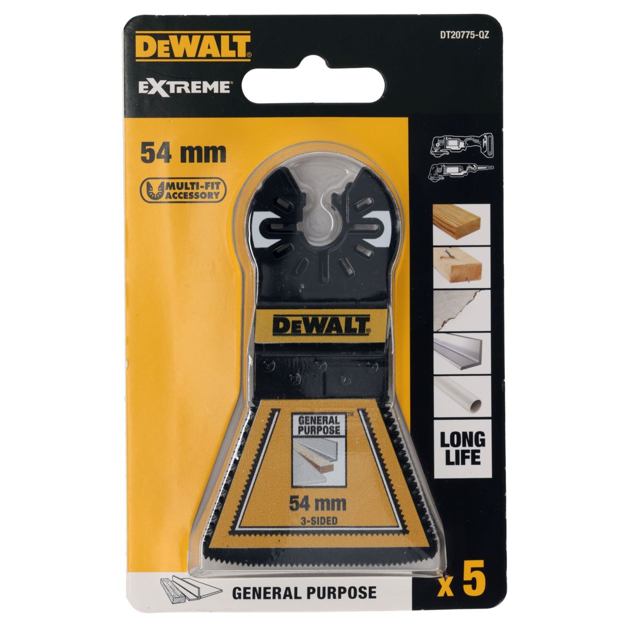 Полотно трехстороннее DEWALT для реноватора, 54 мм, 5 шт. DT20775