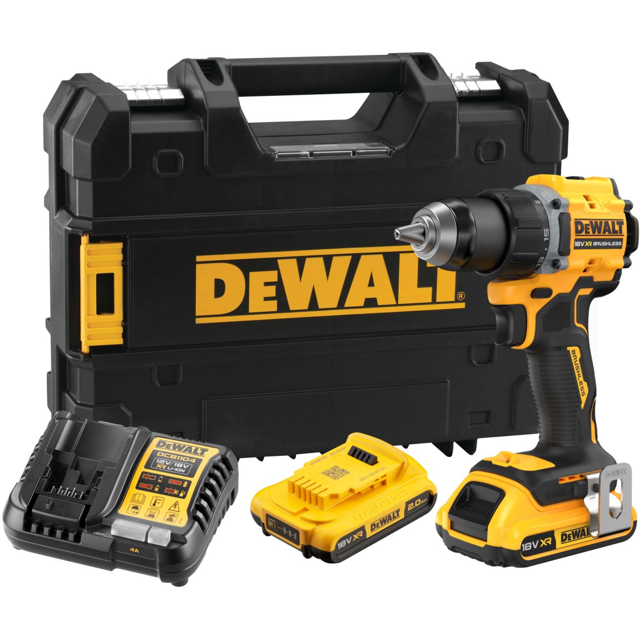 Аккумуляторная дрель-шуруповерт DEWALT DCD794D2T, 18 В, 1650 об/мин, с 2 АКБ 2 Ач и ЗУ, в кейсе TSTAK (DCD794D2T-QW)