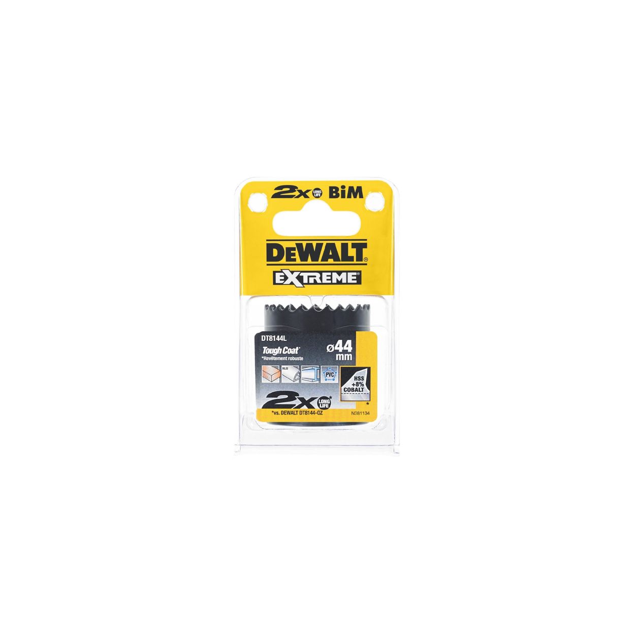 Коронка биметаллическая DEWALT DT8144L, COBALT 8%, M42 44 x 46 мм