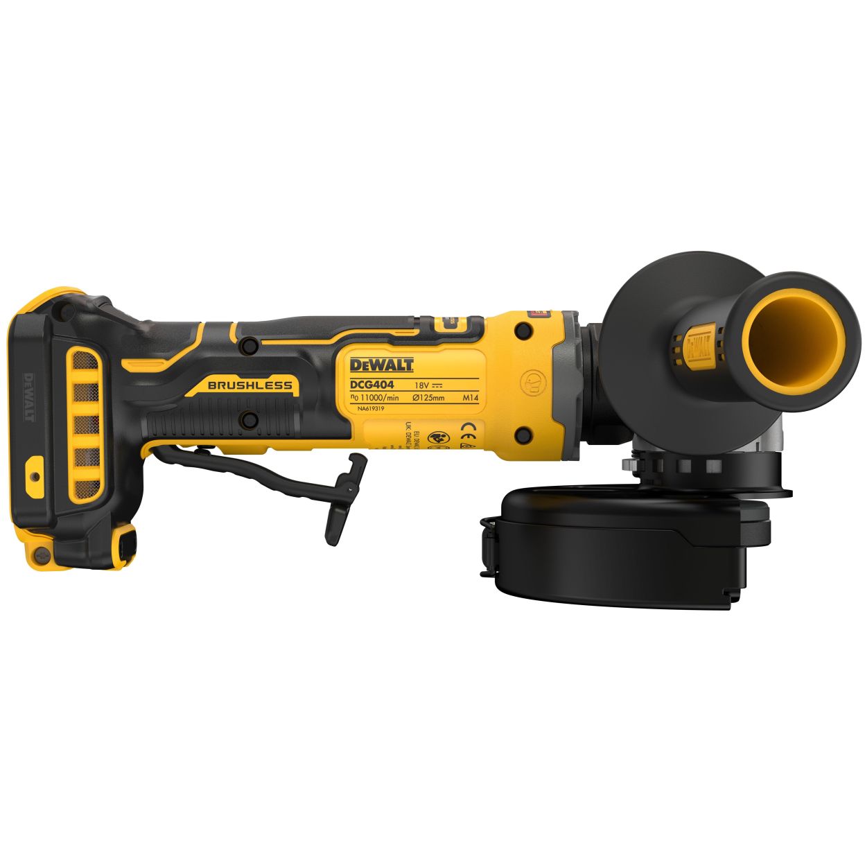 Аккумуляторная угловая шлифмашина DEWALT DCG404N, 18 В, 125 мм, 11000 об/мин, без АКБ и ЗУ (DCG404N-XJ)