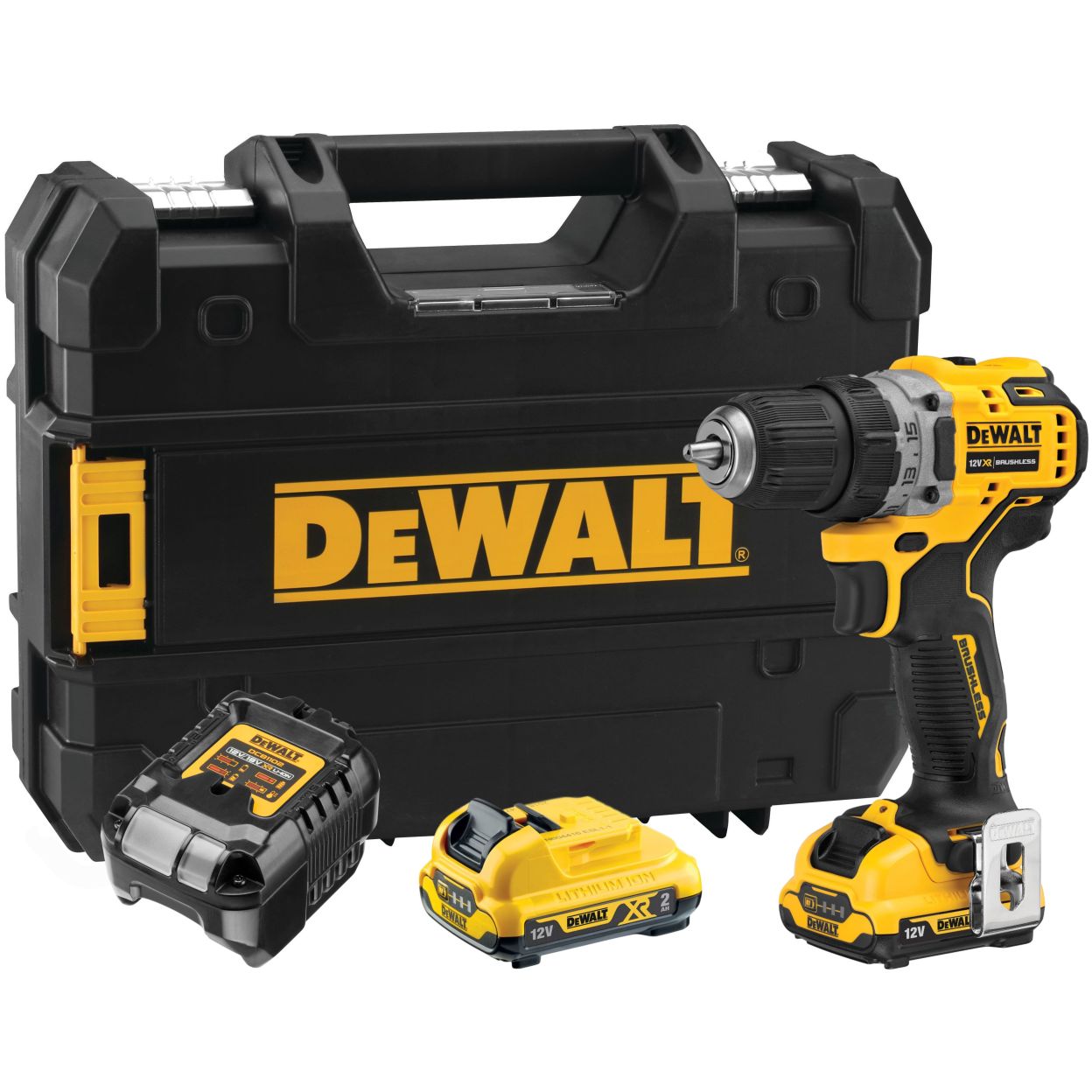 Аккумуляторная дрель-шуруповерт DEWALT DCD701D2, 12 В, 1500 об/мин, с 2 АКБ 2 Ач и ЗУ, в кейсе TSTAK (DCD701D2-QW)