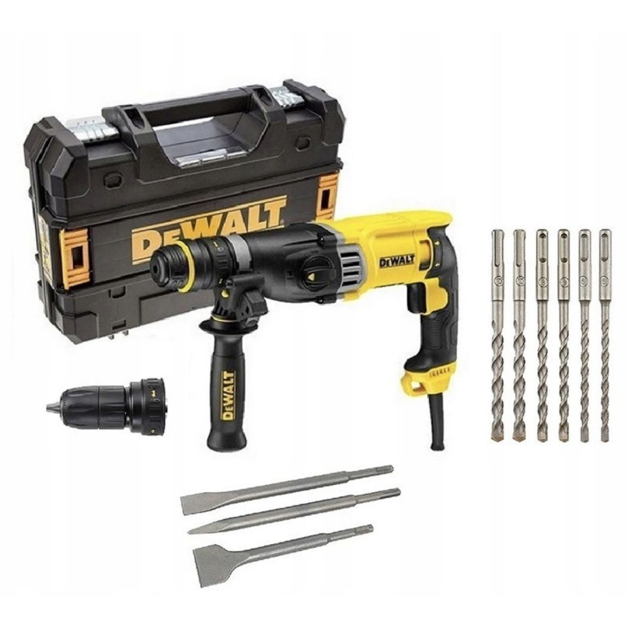 Перфоратор DEWALT D25144KP SDS-plus, набор оснастки, кейс, 900 Вт