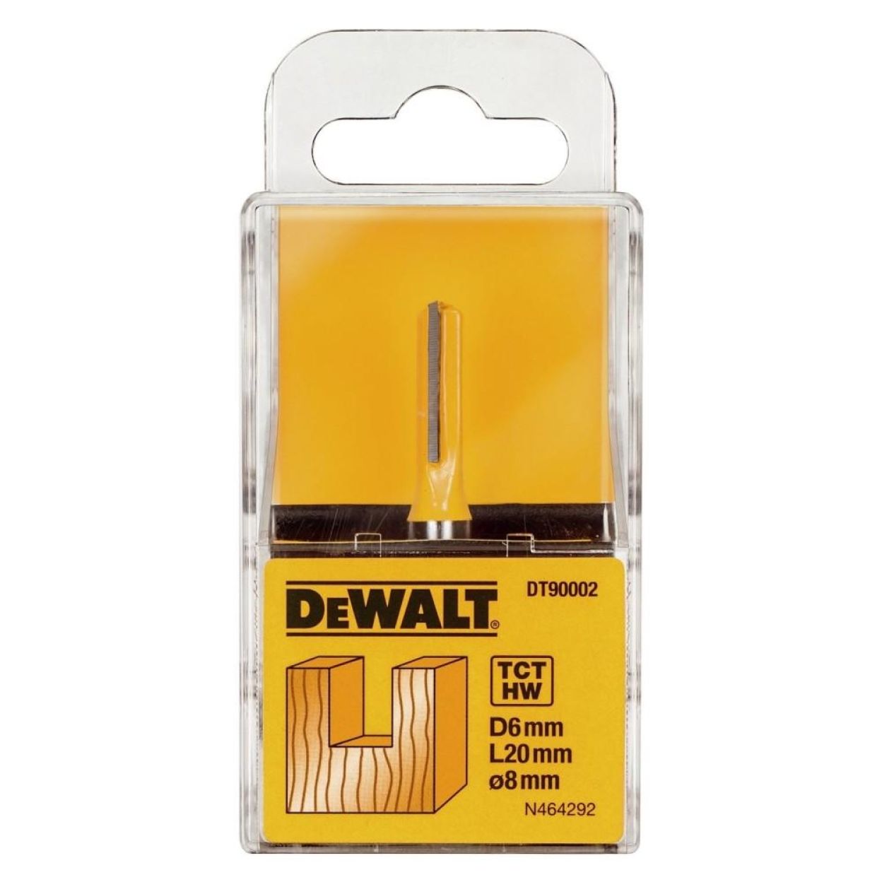 Фреза пазовая DEWALT DT90002 Z2 HM 8мм, d6мм, рабочая длина 19/общая длина 55 мм