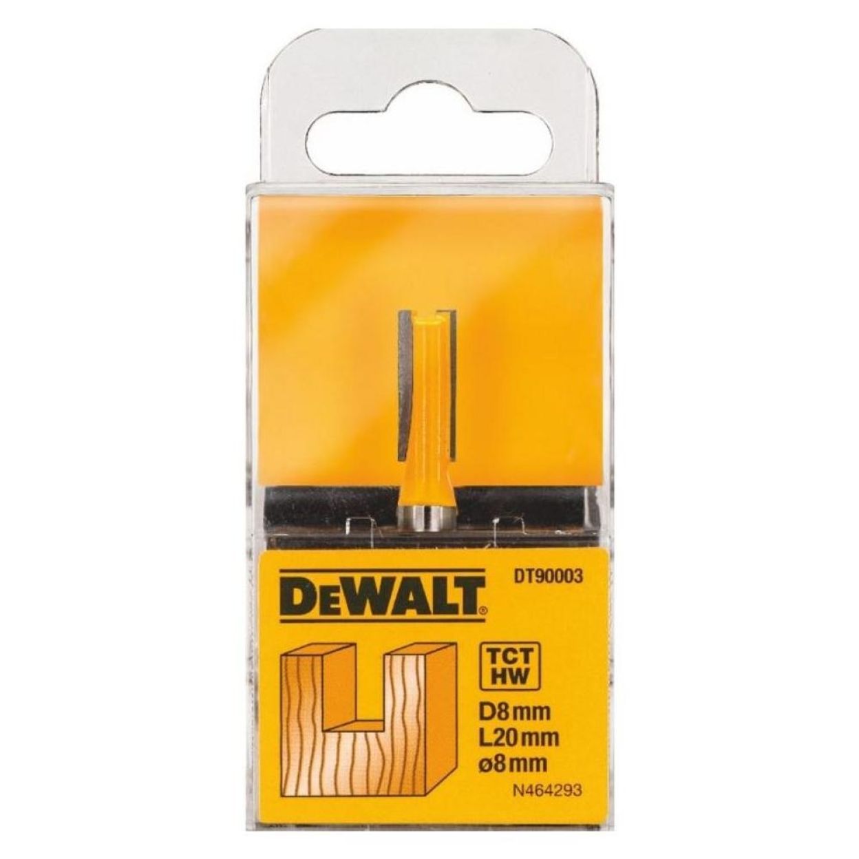 Фреза пазовая DEWALT DT90003 Z2 HM 8мм, d8мм, рабочая длина 20/общая длина 55 мм